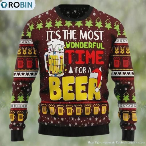 It’s The Most Wonderful Time For A Beer Ugly Christmas Sweater, Gifts For Beer Lovers, Best Christmas Gifts
