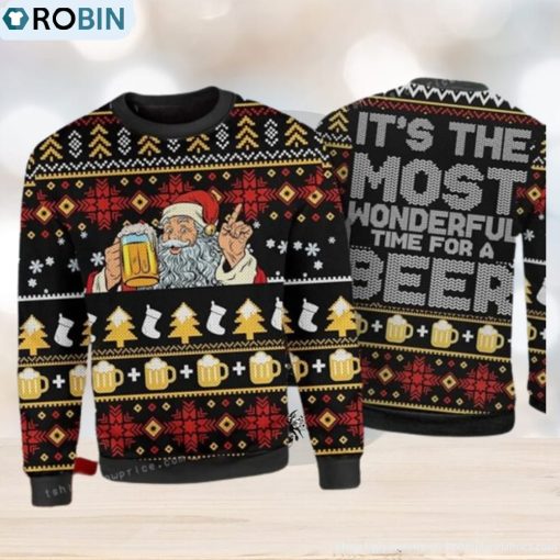 It Is The Most Wonderful Time For Beer Christmas Ugly Sweater Party