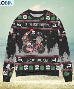 Jack And Sally The Most Wonderful Time Of The Year Ugly Christmas Sweater Jack And Sally The Most Wonderful Time Of The Year Ugly Christmas Sweater
