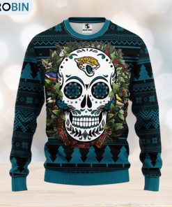 Jacksonville Jaguars Skull Flower Ugly Christmas Ugly Sweater
