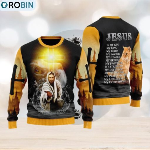 Jesus And Cat My Everything Ugly Christmas Sweater Gift For Men And Women