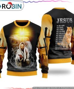 Jesus And Cat My Everything Ugly Christmas Sweater Gifts For Christians Jesus And Cat My Everything Ugly Christmas Sweater Gifts For Christians