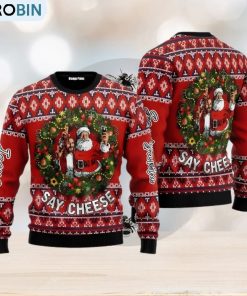 Jesus And Santa Say Cheese Ugly Christmas Sweater For Men And Women Jesus And Santa Say Cheese Ugly Christmas Sweater For Men And Women