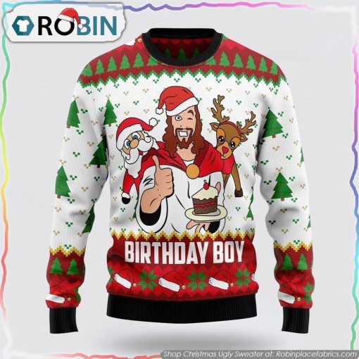 Jesus Birthday Boy Ugly Christmas Sweater Gifts For Christians