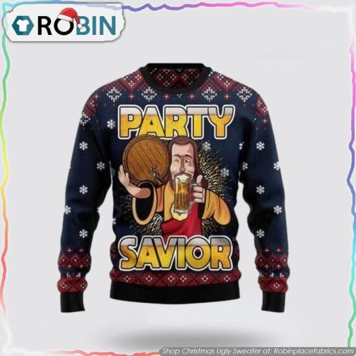 Jesus Drink Beer Party Savior Christmas Ugly Sweater Gift For God Lover