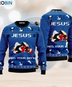 Jesus Has Your Back Jiu Jitsu Ugly Christmas Sweater For Men And Women Jesus Has Your Back Jiu Jitsu Ugly Christmas Sweater For Men And Women