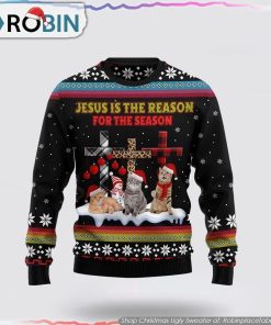 Jesus Is The Reason For The Season Cat Ugly Christmas Sweater Gifts For Christians