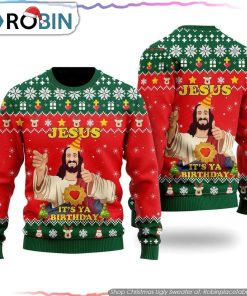 Jesus It’s Ya Birthday Ugly Christmas Sweater Gifts For Christians