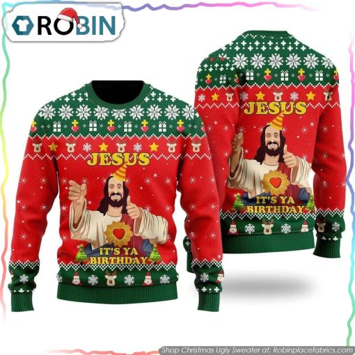 Jesus It’s Ya Birthday Ugly Christmas Sweater Gifts For Christians