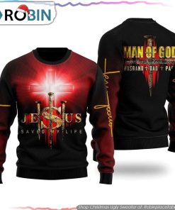 Jesus Man Of God Christmas Ugly Sweater Gifts For Christians