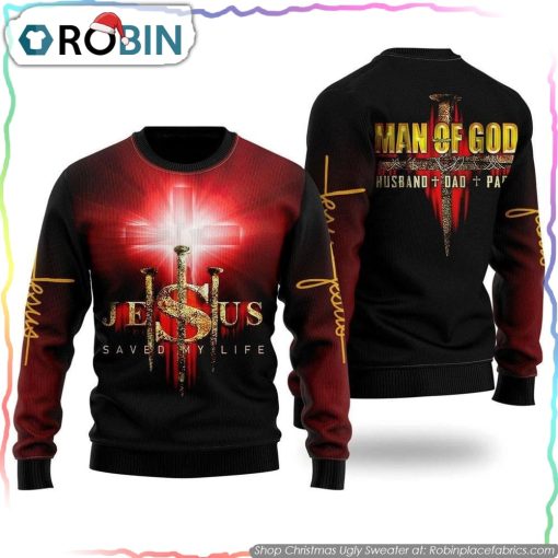 Jesus Man Of God Christmas Ugly Sweater Gifts For Christians