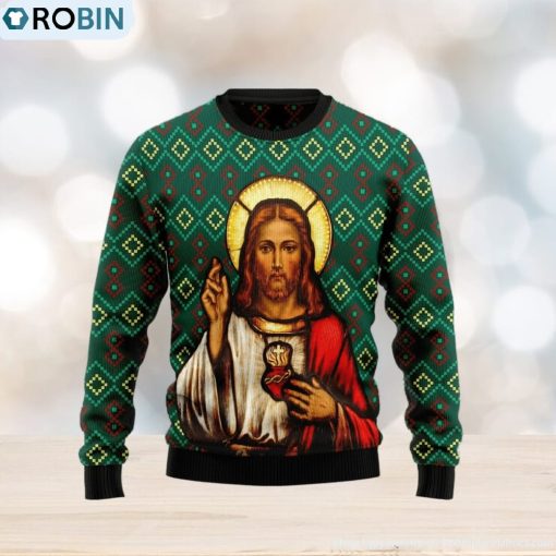Jesus Red nosed Ugly Christmas Sweater Gift Men Women