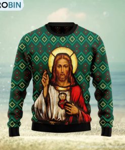 Jesus Red nosed Ugly Christmas Sweater Gift Men Women