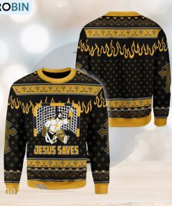 Jesus Saves Hockey Ugly Christmas Sweater For Men And Women Jesus Saves Hockey Ugly Christmas Sweater For Men And Women