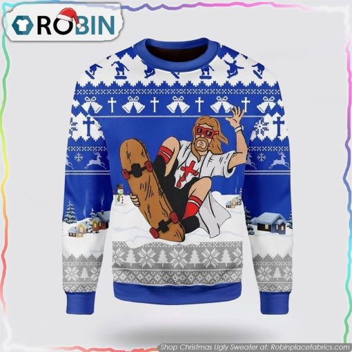 Jesus Skateboarding Christmas Christmas Ugly Sweater Gifts For Christians