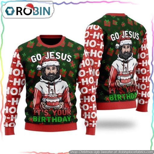 Jesus’s Birthday Go Jesus Ugly Christmas Sweater Gifts For Christians