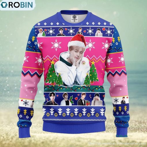 Jin Bts Pink Thanksgiving Women Mens Ugly Christmas 3D Knitted Sweater