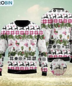 Jingle Bells And Pink Flamingo Xmas Ugly Sweater