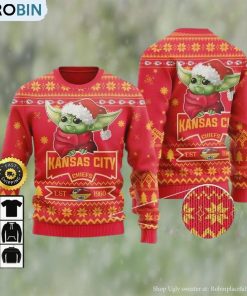 Kansas City Chiefs Est 1960 Baby Yoda Ugly Christmas Sweater, Gifts For Fans Football NFL
