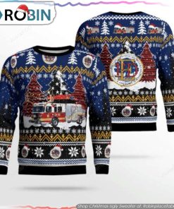 Kentucky Elizabethtown Fire Truck Christmas 3D Ugly Sweater Christmas Gifts For Firefighters
