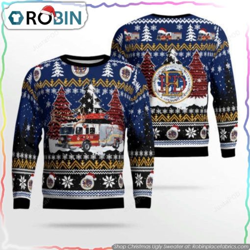 Kentucky Elizabethtown Fire Truck Christmas 3D Ugly Sweater Christmas Gifts For Firefighters