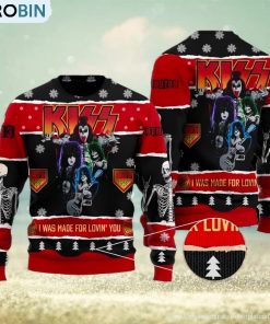 kiss-roll-'n-rock-i-was-made-for-lovin-you-ugly-christmas-sweater-design-sweatshirt-for-fans-gift-1