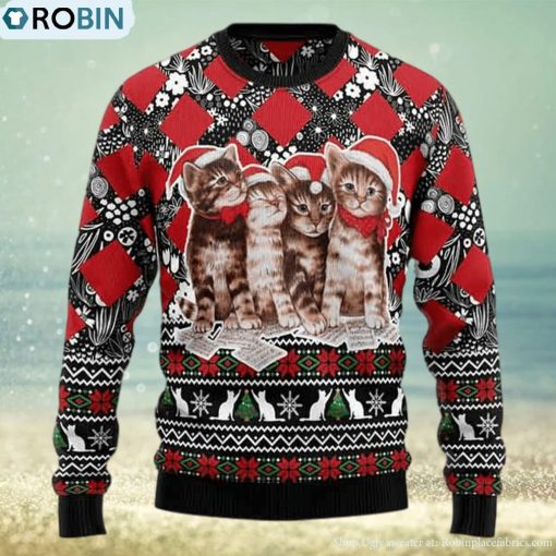 Kitten Singing Together 2023 Ugly Christmas Sweater