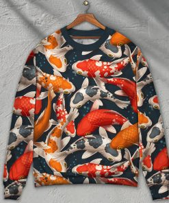Koi Fish Swimming Colorful Crap Christmas Ugly Sweater, Sweatshirt