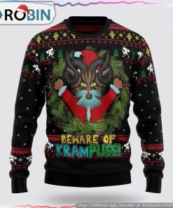 Krampuss Cat Ugly Christmas Sweater Cat Lover Christmas Sweater