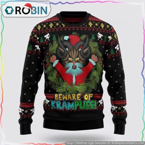 Krampuss Cat Ugly Christmas Sweater Cat Lover Christmas Sweater