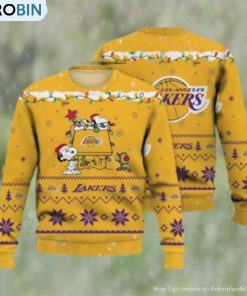 Lakers Ugly Sweater Los Angeles Lakers Snoopy Ugly Christmas Sweater 3D