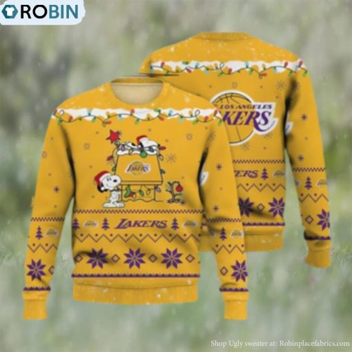 Lakers Ugly Sweater Los Angeles Lakers Snoopy Ugly Christmas Sweater 3D