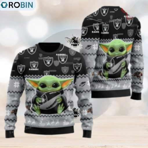Las Vegas Football Baby Yoda For American Football Fans Ugly Sweater Christmas Party
