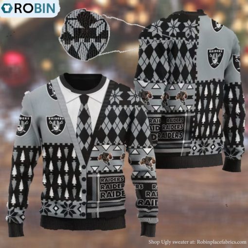 Las Vegas Raiders NFL American Football Team Cardigan Style 3D Men And Women Ugly Sweater