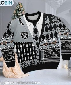 Las Vegas Raiders NFL American Football Team Cardigan Style 3D Men And Women Ugly Sweater