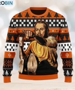 Leo Pointing Meme Ugly Christmas Sweater For Men And Women