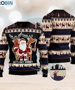 Let‘s Get Merry Christmas Gift Ugly Christmas Sweater Xmas Holiday