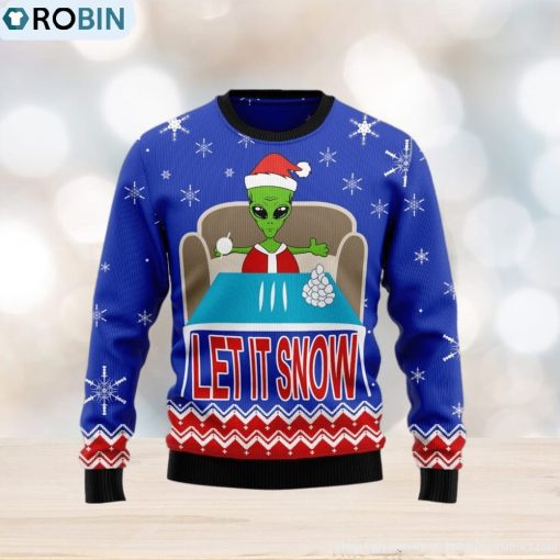 Let It Snow Alien Santa Ugly Christmas Sweater