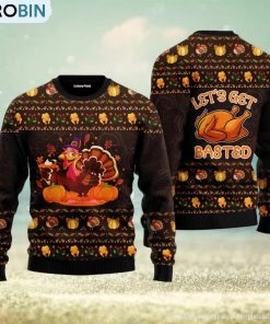 Lets Get Basted Turkey Thanksgiving Ugly Christmas Sweater For Men And Women