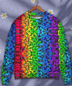 LGBT Colorful Rainbow Butterfly Christmas Ugly Sweater, Sweatshirt