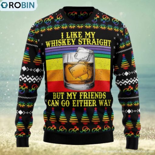 LGBT Whiskey Straight Ugly Christmas Sweater Thankgiving Gift Men Women