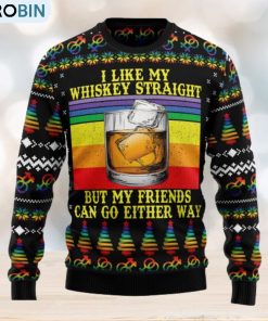 LGBT Whiskey Straight Ugly Christmas Sweater Thankgiving Gift Men Women