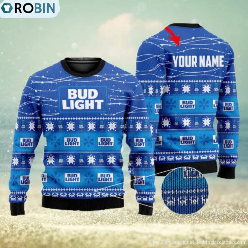 Light Line Personalized Bud Light Beer 3D All Over Printed Ugly Christmas Sweater Christmas Gift For Family