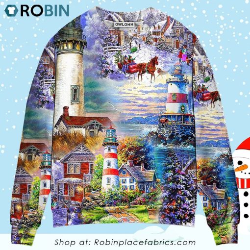 Lighthouse Christmas Santa Be A Lighthouse Christmas Ugly Sweater, Sweatshirt