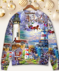 Lighthouse Christmas Santa Be A Lighthouse Christmas Ugly Sweater, Sweatshirt