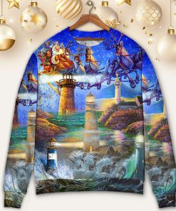 Lighthouse Christmas Santa Shine Like A Lighthouse Christmas Ugly Sweater, Sweatshirt