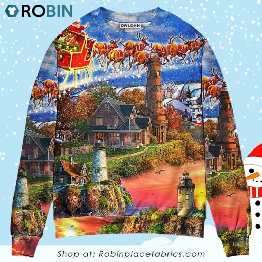 Lighthouse Christmas Shine Your Light In Storm And Darkness Christmas Ugly Sweater, Sweatshirt