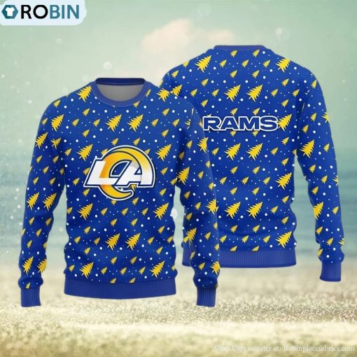 Los Angeles Rams Teams Pine Tree Patterns Pattern Knitted Sweater For Christmas