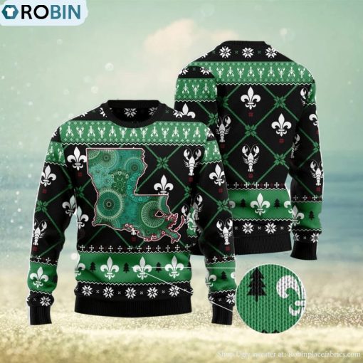 Louisiana USA Symbols Pattern Ugly Christmas Sweater Family Noel Gift