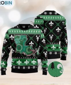 Louisiana USA Symbols Pattern Ugly Christmas Sweater Family Noel Gift